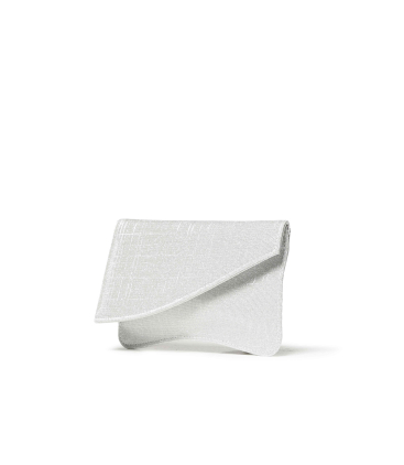 Pochette asimmetrica argento glitter con tracolla argento bj036q
