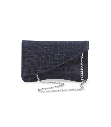 Pochette blu notte design asimmetrico con catena argento bj036q