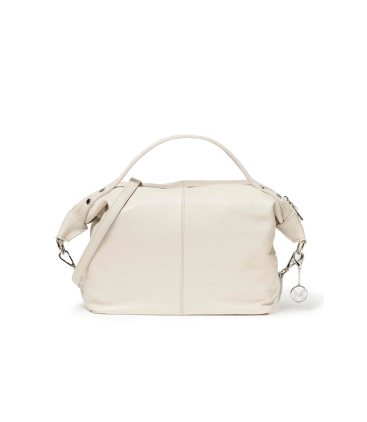 Borsa con manico o tracolla in pelle panna bor995