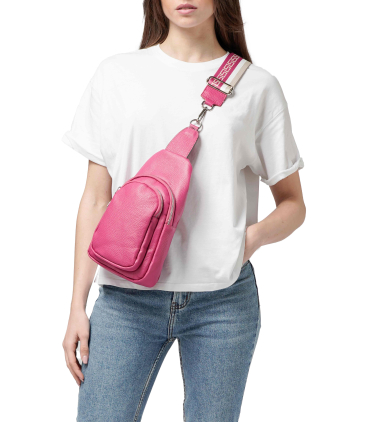 Marsupio zainetto in pelle fucsia bor997