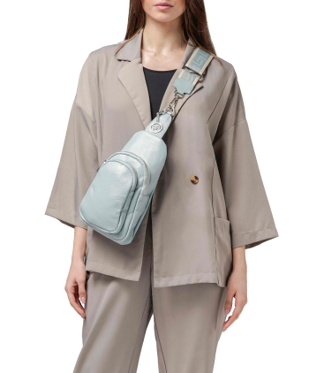 Marsupio zainetto in pelle celeste bor997