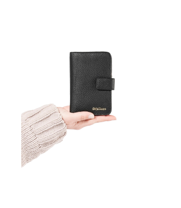 Portafogli donna in pelle nero interno rosso cp219