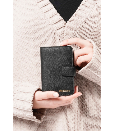 Portafogli donna in pelle nero interno rosso cp219