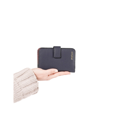 Portafogli donna in pelle blu interno rosso cp219