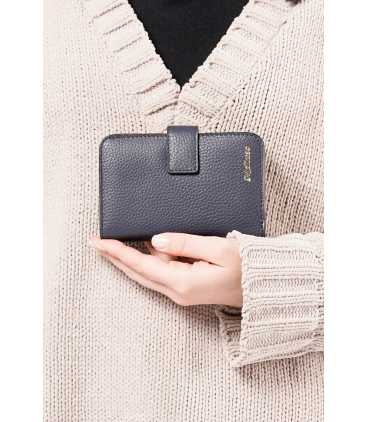 Portafogli donna in pelle blu interno rosso cp219