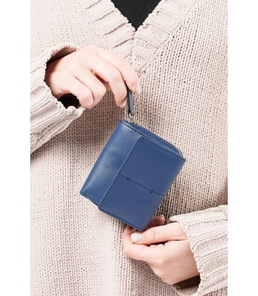 Portafogli donna in pelle blu navy cp712