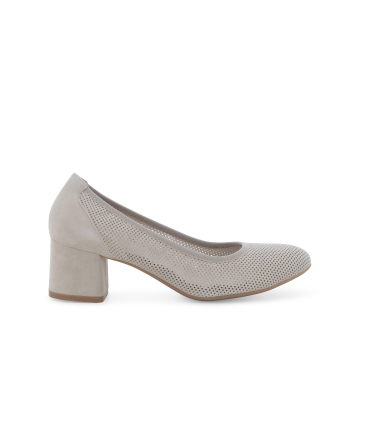 Décolleté estiva in camoscio traforato grigio chiaro d106q