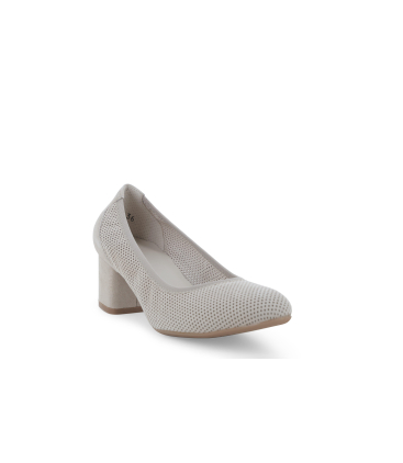 Décolleté estiva in camoscio traforato grigio chiaro d106q