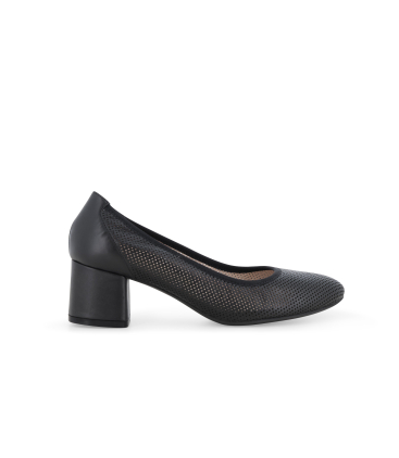 Décolleté comfort in pelle nera traforata d106q