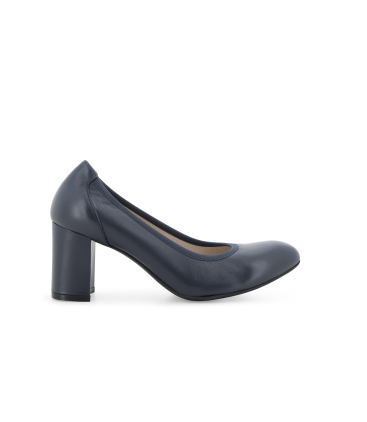 Décolleté elegante classico in pelle blu navy d110q