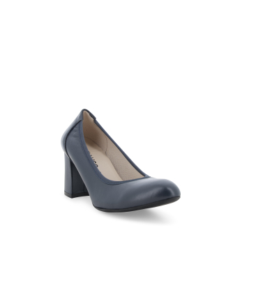 Décolleté elegante classico in pelle blu navy d110q