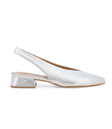 Slingback elegante color argento con con tacco basso d156q