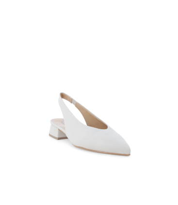 Slingback a punta con scollo a V in pelle bianco panna d156q