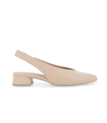 Slingback in pelle nude con tacco basso quadrato d156q