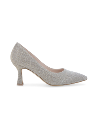 Décolleté elegante color platino in tessuto glitter d160q