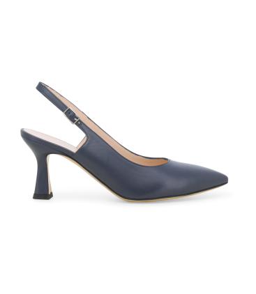 Décolleté donna slingback in pelle blu abyss d165q