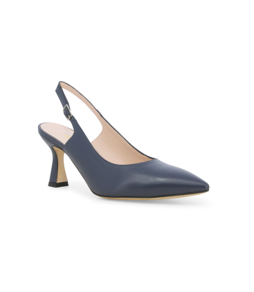 Décolleté donna slingback in pelle blu abyss d165q