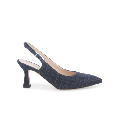 Décolleté donna slingback in tessuto blu notte d165q