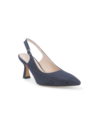 Décolleté donna slingback in tessuto blu notte d165q
