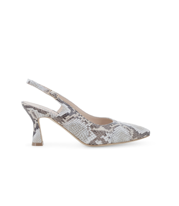 Slingback a punta con stampa pitonata e tacco svasato d165q