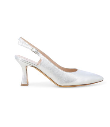Décolleté donna slingback in pelle argento d165z