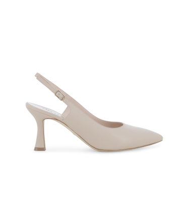 Slingback a punta in morbida pelle beige nude d165q