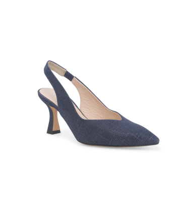 Décolleté donna slingback in tessuto galassia blu notte d168q