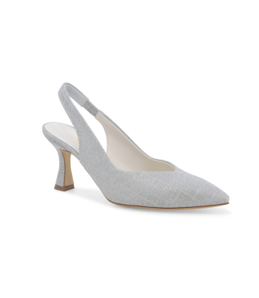 Décolleté donna slingback in tessuto argento d168q