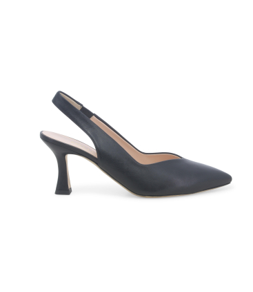 Décolleté donna slingback in pelle nero d168q