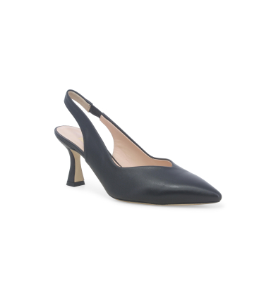 Décolleté donna slingback in pelle nero d168q