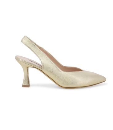 Décolleté donna slingback in pelle platino d168q