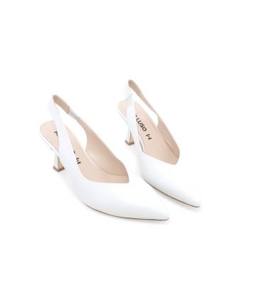 Décolleté donna slingback in pelle bianco d168q