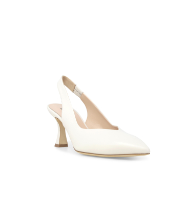 Décolleté donna slingback in pelle bianco d168q
