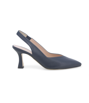 Décolleté donna slingback in pelle blu notte d168q