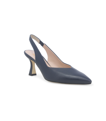 Décolleté donna slingback in pelle blu notte d168q