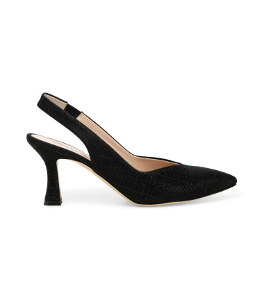 Décolleté donna slingback in tessuto galassia nero d168q