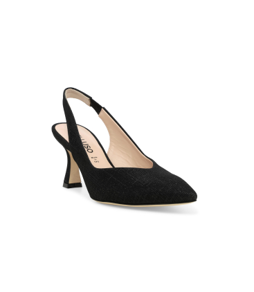 Décolleté donna slingback in tessuto galassia nero d168q