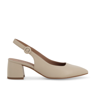 Décolleté donna slingback in pelle beige d179q