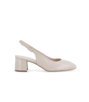 Slingback comfort in pelle perlata color champagne d180q