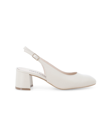 Décolleté donna slingback chiuso beige milk glitterato con tacco largo d180q