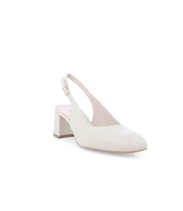 Décolleté donna slingback chiuso beige milk glitterato con tacco largo d180q