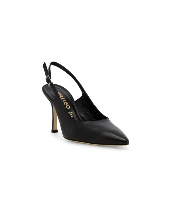 Décolleté donna slingback in pelle nero d188