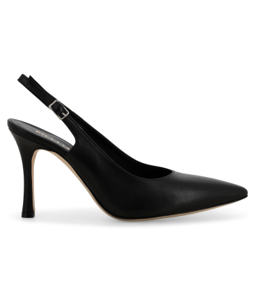 Décolleté donna slingback in pelle nero d188q