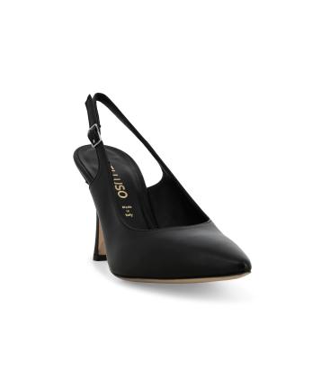 Décolleté donna slingback in pelle nero d188q