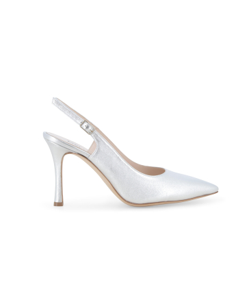Slingback a punta in pelle argento metallizzato d188q