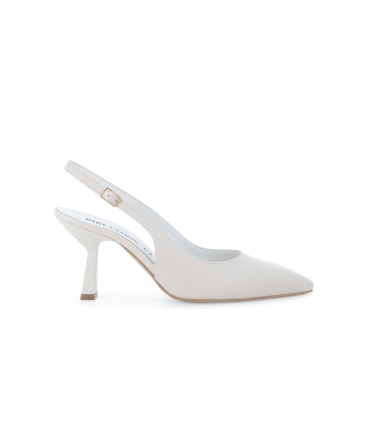 Slingback elegante a punta in pelle bianco panna d192q