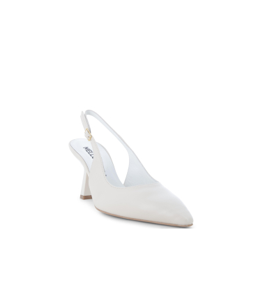 Slingback elegante a punta in pelle bianco panna d192q