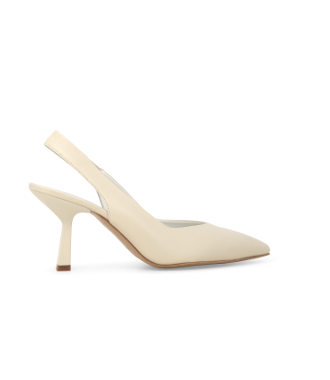 Damen-Slingback-Pumps aus Leder Milk d193