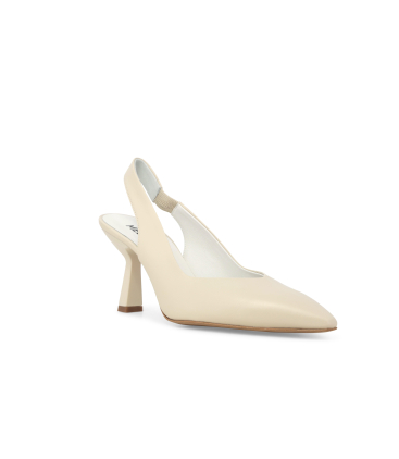 Damen-Slingback-Pumps aus Leder Milk d193