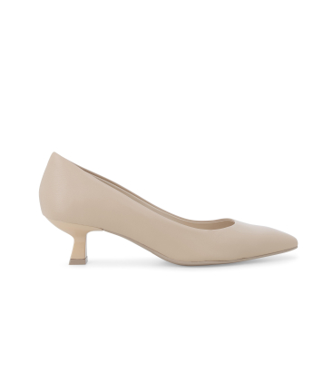 Décolleté in pelle con tacco a rocchetto nude d200